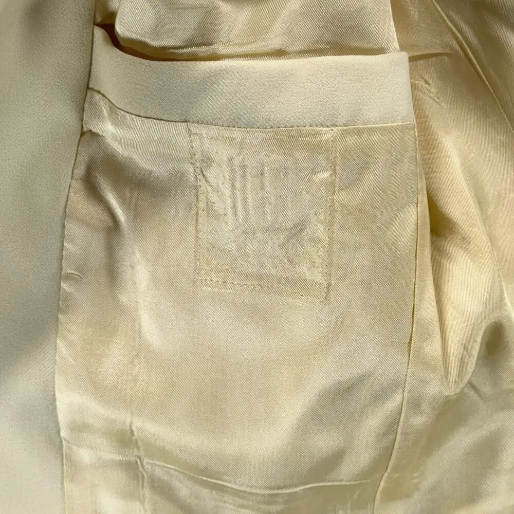 Vintage Suit Mens 36 31x30 Pants White Cream Ivory Disco Talon Union USA 2pc 70s